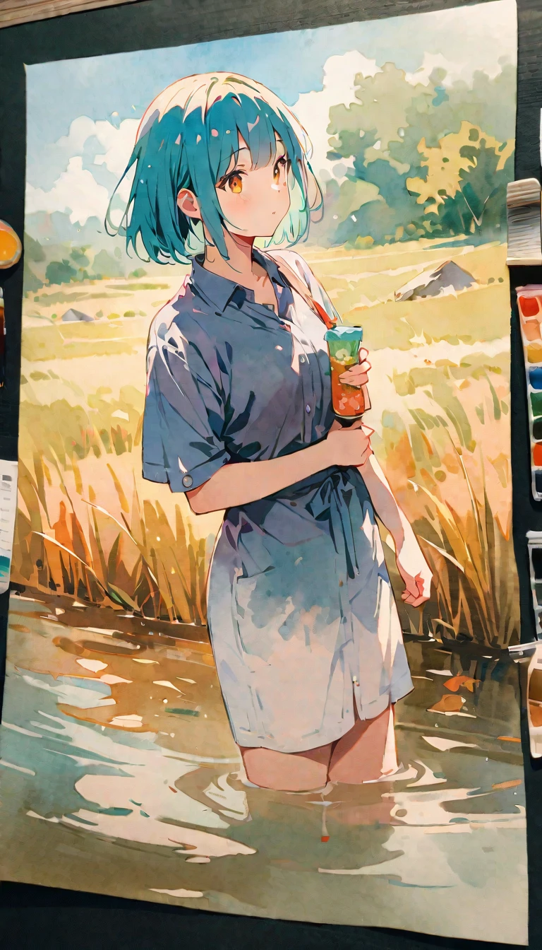 (8k, Highest quality, masterpiece)，watercolor (Moderate), One girl, {practical, Original photo, Ultra-fine and transparent, image, (The influence of Yoshitaka Amano&#39;style:1.6)}, practical Light, Delicate skin, (Beautiful slim woman, Age 25, Court Knight:1.5), thin legs, Microparticles, Long white hair, Detailed fingers, thin, Expressions of Ecstasy, Dynamic and sexy pose, (Huge breasts:1.4), (Long skirt, long red cape, boots:1.2),(Arcadia, Flower Storm, Lots of flowers:1.8), No concealment，Beautiful views, (Flowers, Wind and Moon:1.5).