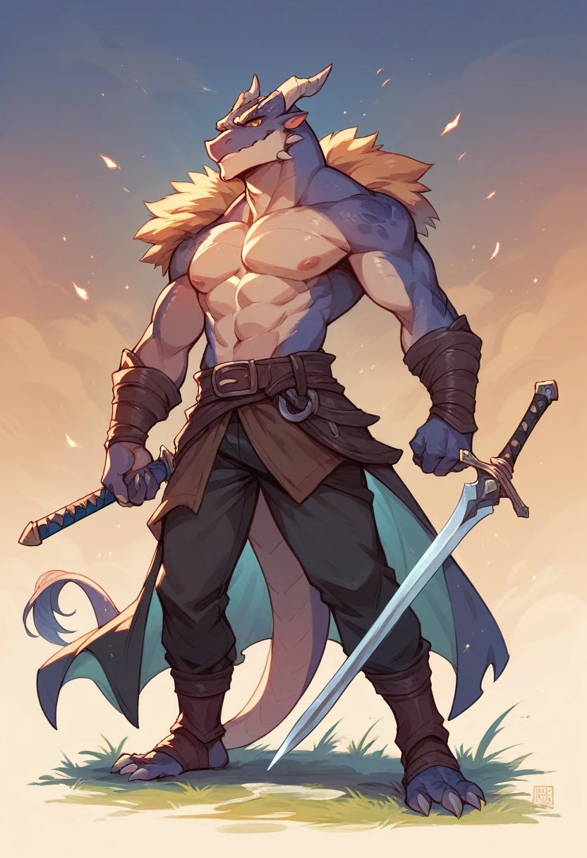 Dragon RPG character using sword