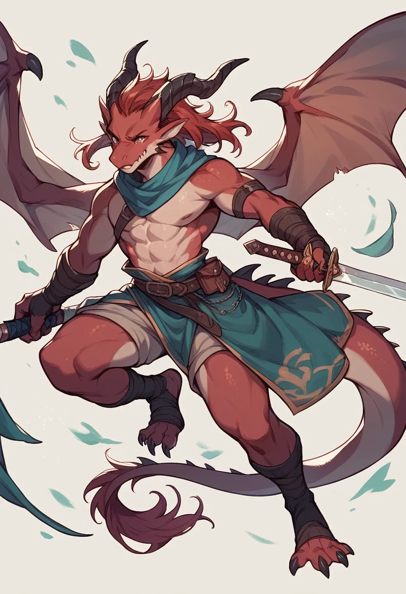 Dragon RPG character using sword