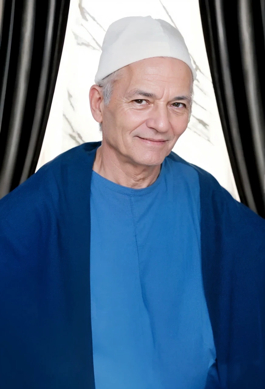 Repairing and restoring scratches and making the image realistic, increasing the clarity without changing the features, image of a 60-year-old man