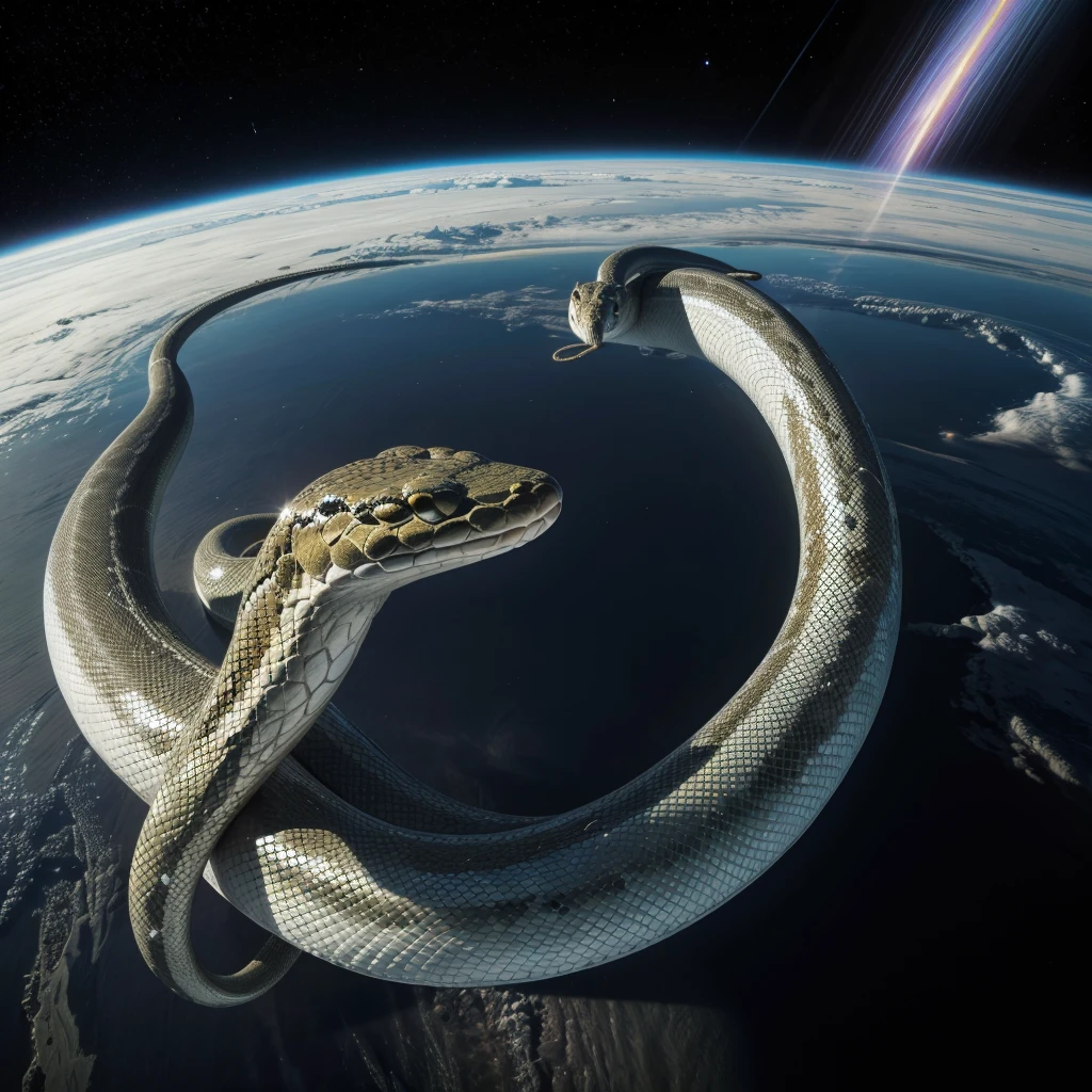 Giant snake in space, around earth