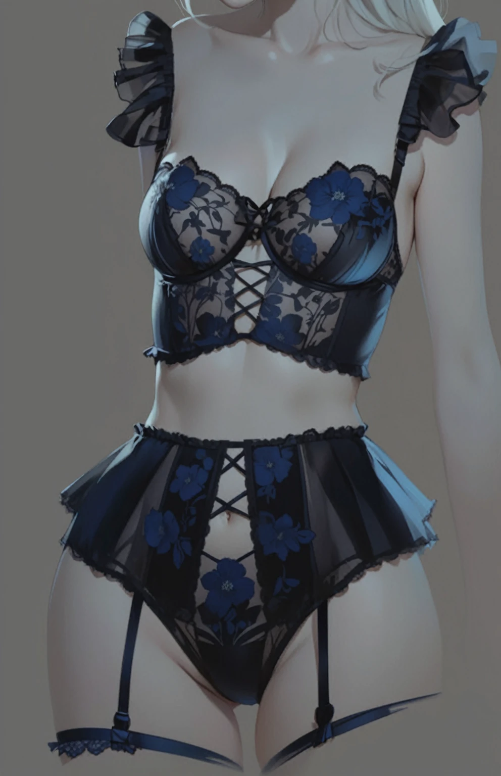 beautiful illustration, ultra-detailed, masterpiece, lingerie