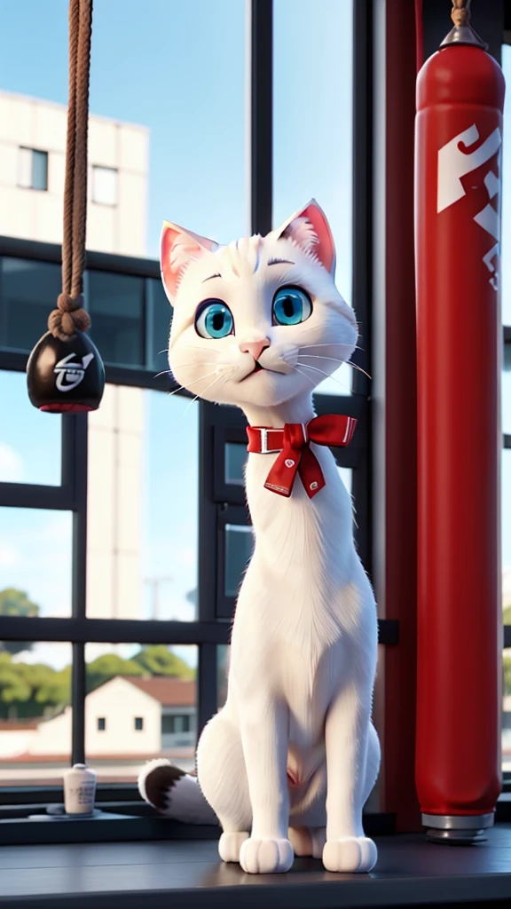 Milk is、I was watching the practice intently from the window of the local boxing gym.。White Cat