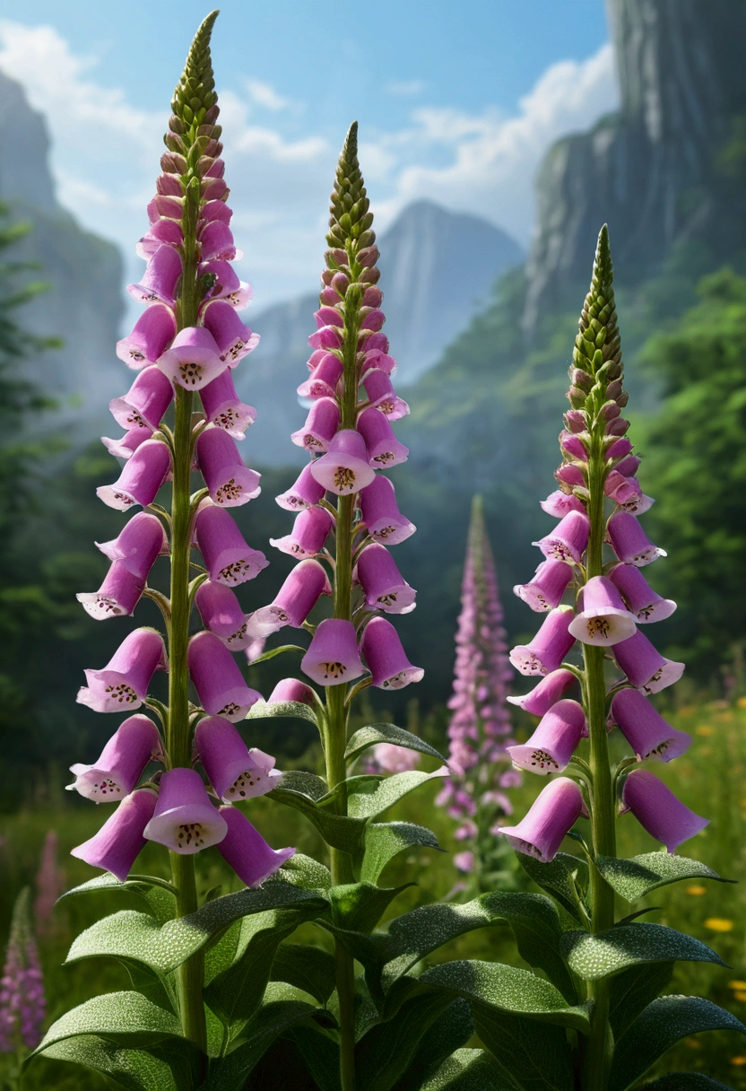 3dmm style,(masterpiece, best_quality, ultra-detailed:1.3), epic, illustration, welcoming, Foxglove