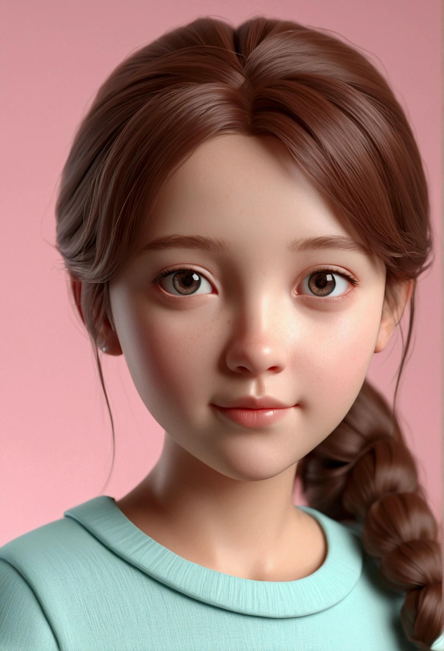 Delicate 3D PVC model of cute young girl, looking at viewer, soft smooth lighting, with soft pastel colors, 3d icon clay render, 120mm lens, 3d blender render, trending on polycount, modular constructivism