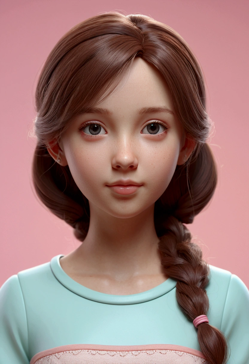 Delicate 3D PVC model of cute young girl, looking at viewer, soft smooth lighting, with soft pastel colors, 3d icon clay render, 120mm lens, 3d blender render, trending on polycount, modular constructivism