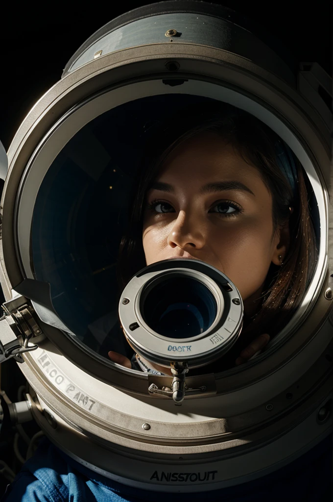 astronaut looking at telescope