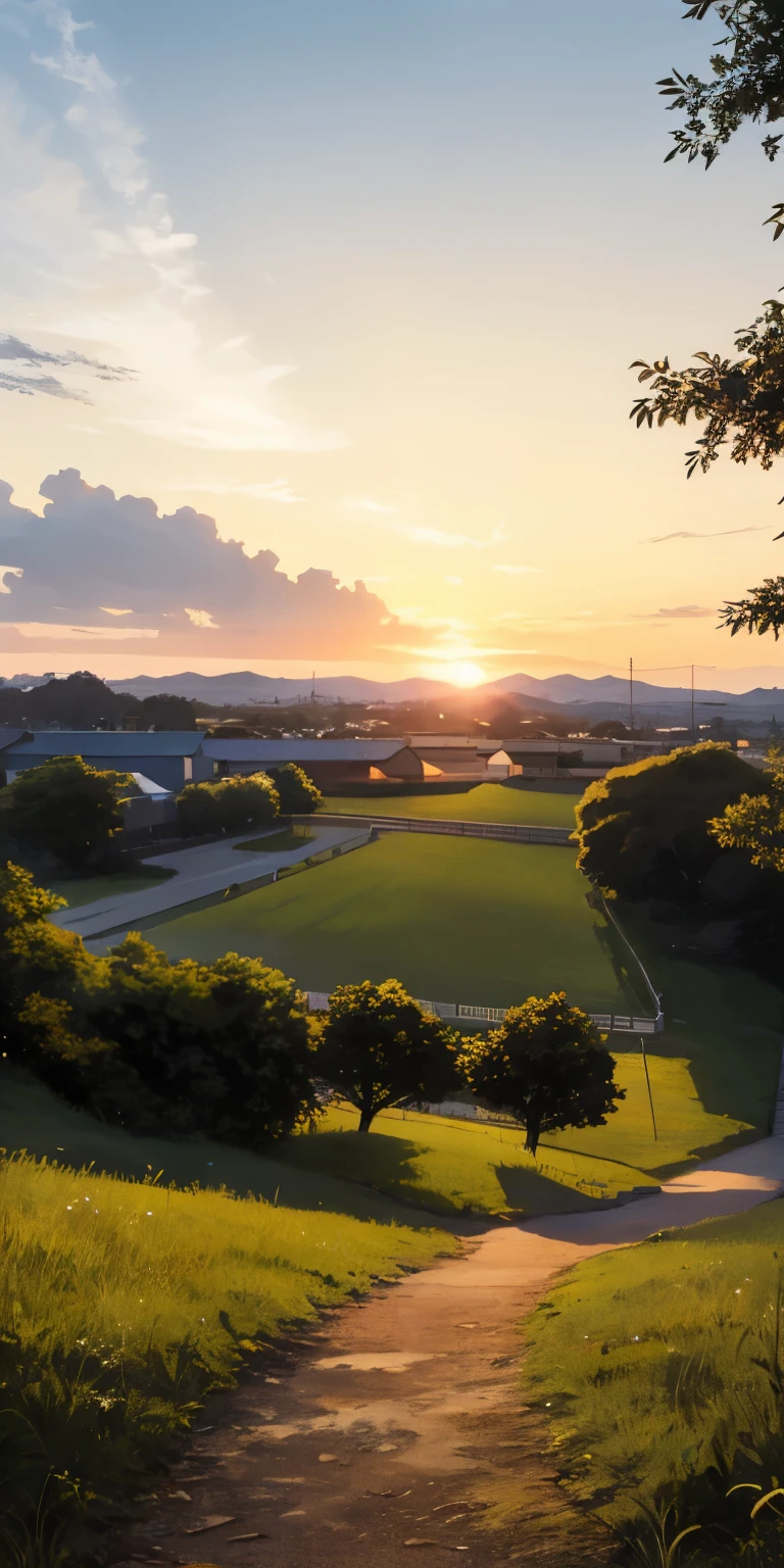 Countryside park sun setting、Beautiful sunset、Far, far away