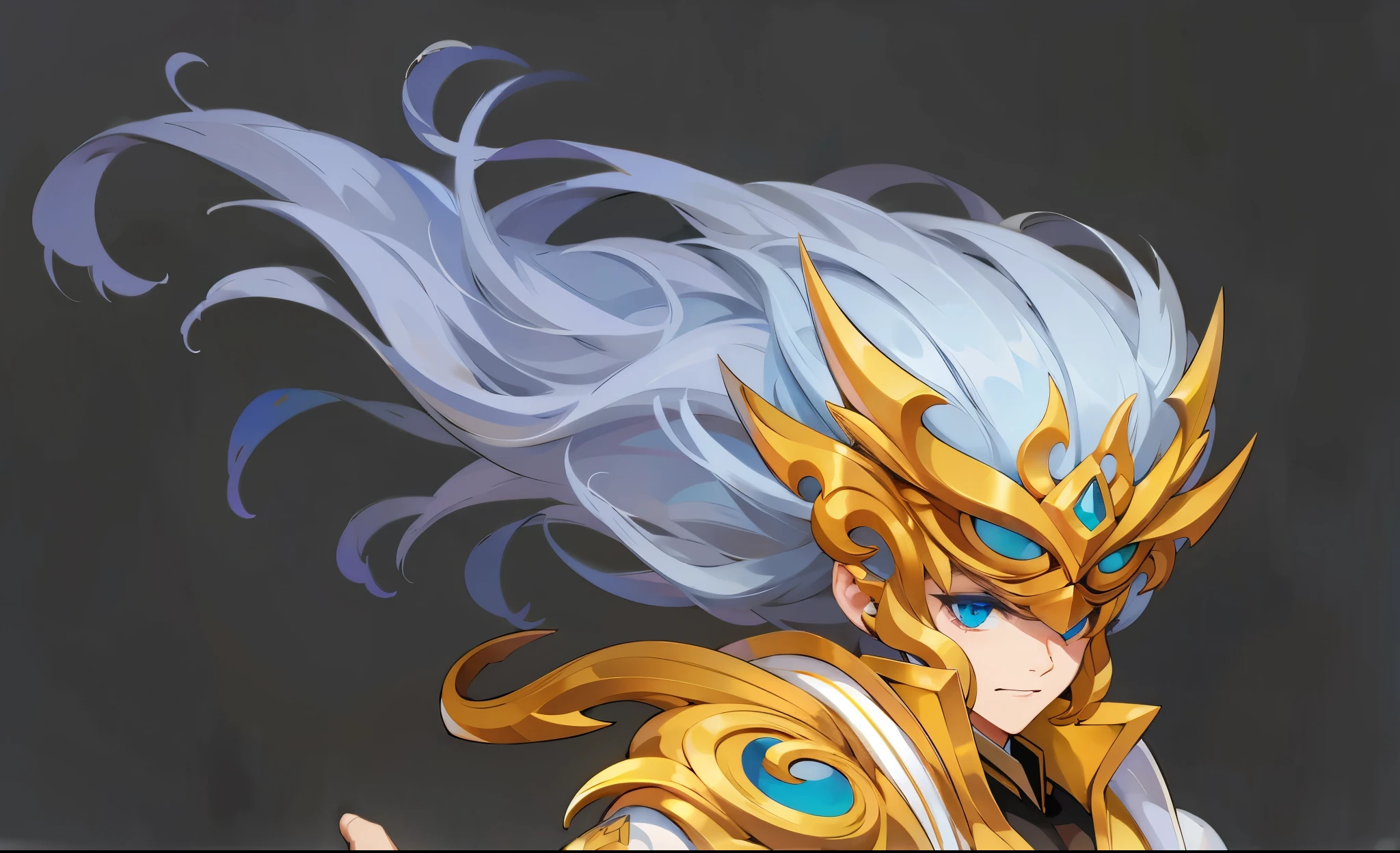 Long white hair、Full details，Fine hair，elegant，Swing with the wind，man
