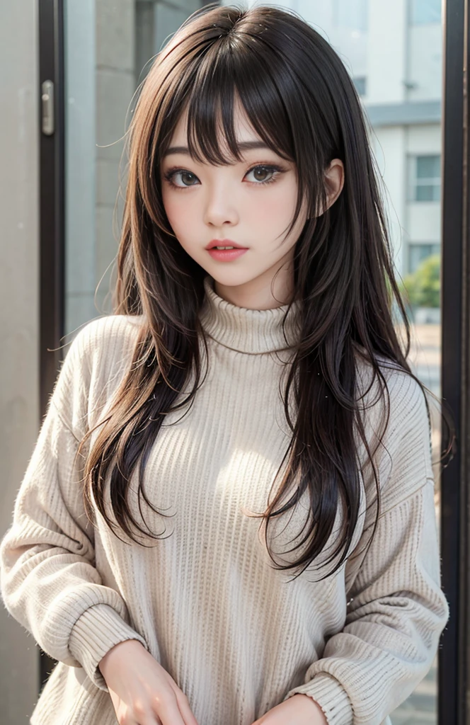 (最高qualityのディテール)、Practical、8K Ultra HD、high resolution、(A girl:1.2),(Fatal Beauty,Glamorous beauty) ,(Flexible and powerful physique),(Sensual charm),(Mysterious charm:1.1),(Charming silhouette),The 超detailedな、高qualityのテクスチャ、Intricate details、detailed、非常にdetailedなCG、高qualityの影、detailed 美しく繊細な顔、detailed 美しく繊細な目、Written border depth、Ray Tracing、20th Generation、Cute K-pop Girls、(The face of Ulsan, South Korea)、Thin face、(URZAN-6500-v1.1:0.6)、Purebred face_v1、Glowing eyes、Perfect body、 Viewer display、(最高qualityのディテール:1.2)、Practical、8K Ultra HD、high resolution、woman closeup, Realistic girl rendering, 8k Artistic german bokeh, Enchanting girl, Real Girl, Gurwitz, Gurwitz-style Artwork, Girls role play, Practical 3D style, CGStation hot topics,, 8K Portrait Rendering,(,:1.4),(Girl with sparkling eyes:1.2)、The 超detailedな、高qualityのテクスチャ、Intricate details、detailed、非常にdetailedなCG、高qualityの影、detailed 美しく繊細な顔、detailed 美しく繊細な目、Written border depth、Ray Tracing、20th Generation、Cute K-pop Girls、(The face of Ulsan, South Korea)、Thin face、(URZAN-6500-v1.1:0.6)、cheek、Glossy lips、、high resolution, Best image quality, 最高quality, Practical, 超detailedな, Photo real, 4K 8K Ultra HD Full Color RAW Photos, Fujifilm(medium format), Hasselblad, Carl Zeiss, Incredible dynamic range photography(Utilities_Art:Smooth-768:1.1),high resolution, High pixel count, 明確なdetailed, Clear images, Natural color reproduction, Noise Reduction, High fidelity, quality, Software Improvements, upgrade, optimization, Professional-grade retouching,
Knitted sweater or turtleneck:To protect yourself from the cold、Knitted sweater or turtleneckを選択してください。The texture and color of the knitwear matches the coat.。
Knee-high boots:What does an oversized coat include?、足首からふくらはぎまでカバーするKnee-high bootsとの組み合わせ。Boots are black or dark brown,Very chic.、Gives a fashionable impression。
Accessories:シンプルなゴールドまたはシルバーのAccessoriesを選択してください、Add elegance to your outfit。For example、Long necklaces and large earrings are recommended.。
compensateと髪型:compensate, Choose a natural color that matches your skin。curls、通过创造松散的curls、Appeal to softness。