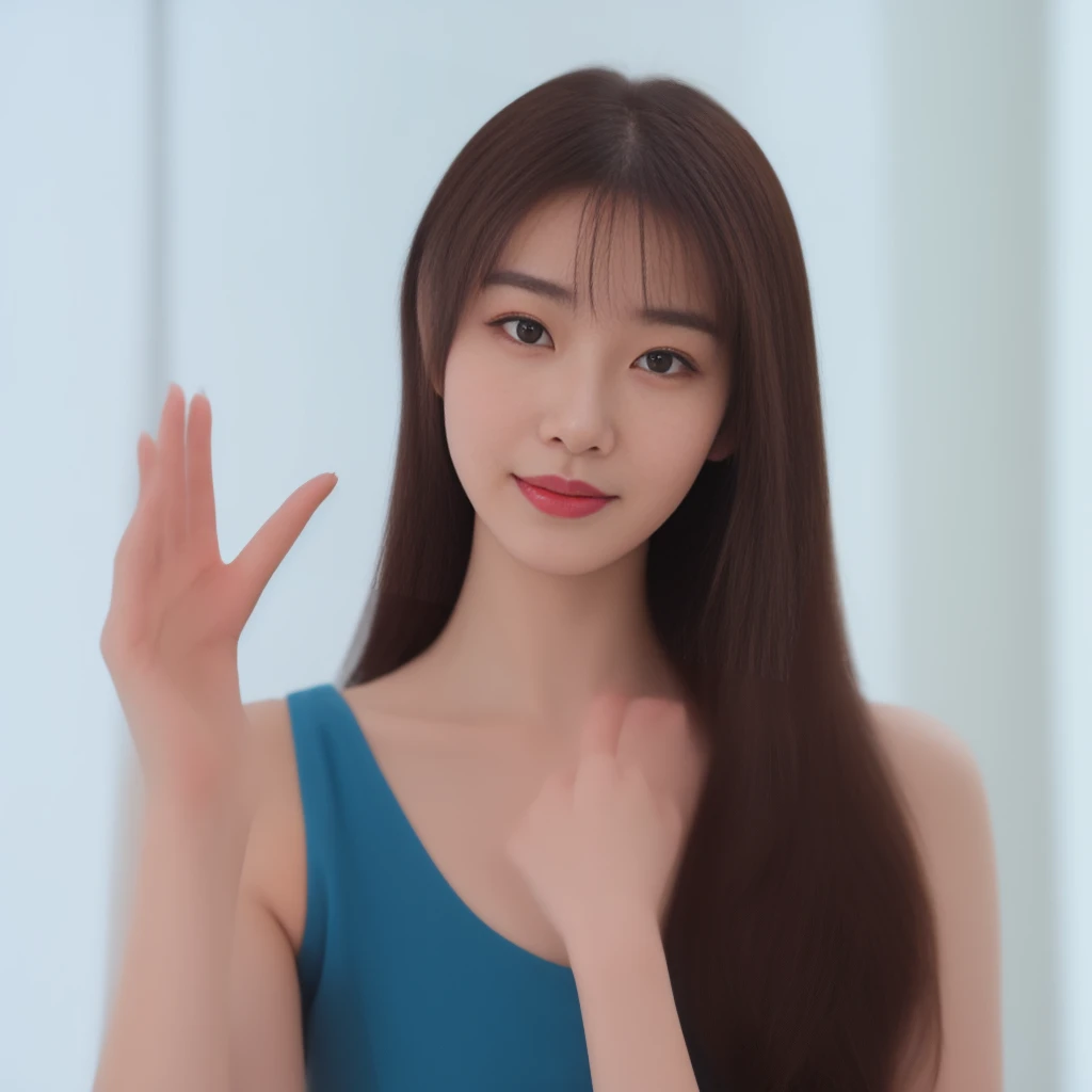 There is a woman making a peace sign with both hands., young Asian woman, beautiful young Korean women, Korean women, Long haired asian girl, Graceful smile pose, young asian girl, a young Asian woman, Professional Profile Photo, beautiful young Asian woman, beautiful south Korean women, gorgeous young Korean women, Asian woman, Chinese women, High-quality portraits