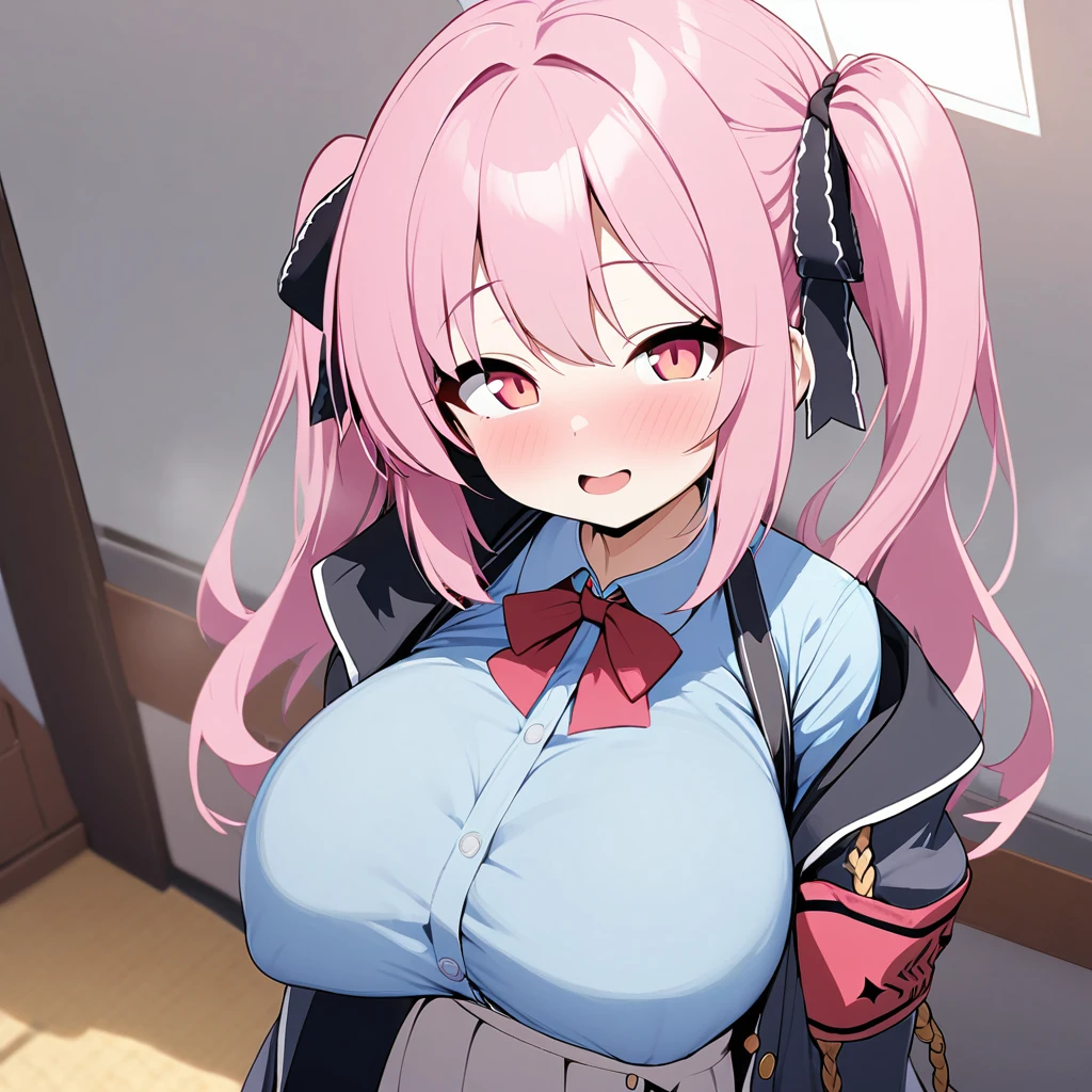 ibuki(blue archive),1girl,solo,super huge breasts,looking at viewer,near,standing up,in room