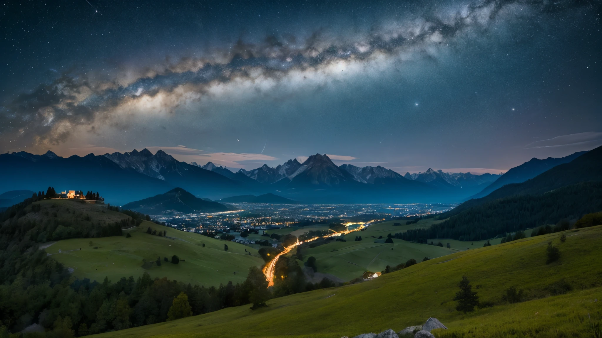 Starry Sky, mountain landscape