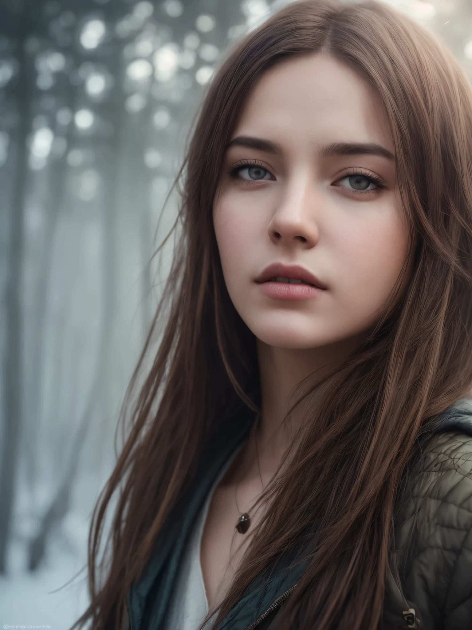 close up of a european woman, ginger hair, winter forest, natural skin texture, 24mm, 4k textures, soft cinematic light, RAW photo, photorealism, photorealistic, intricate, elegant, highly detailed, sharp focus, ((((cinematic look)))), soothing tones, insane details, intricate details, hyperdetailed, low contrast, soft cinematic light, dim colors, exposure blend, hdr, faded. [The character is surrounded by mist, evoking a mysterious and eerie atmosphere. The lighting is dark and atmospheric, with smoke adding a touch of sinister ambiance. Best quality image, HDR enhancement, showcasing the utmost level of detail and realism, full body shot:1.5]. [8K, Best Quality, Ultra High Resolution, (highly detailed CG unity 8k wallpaper), (best photo), cry, (best shadows), isometric 3D, octane rendering, ray tracing, highly detailed, (Best quality, 4K, 8k:1.2), absurdity, ultra detailed, (realistic, photorealistic, photorealistic:1.37), complex parts, HDR, (complex parts:1.12), (hyper detailed, hyper realistic, Soft lighting, spicy:1.2), (complex parts, Hyper detailed:1.15). Blurred foreground. (backlit), masterpiece, high quality, brightness, chromatic aberration, foggy smoke, shadows, ontrast, clear sky, (warm hue, warm tone), high details, natural reflections]. (YES SFW)
