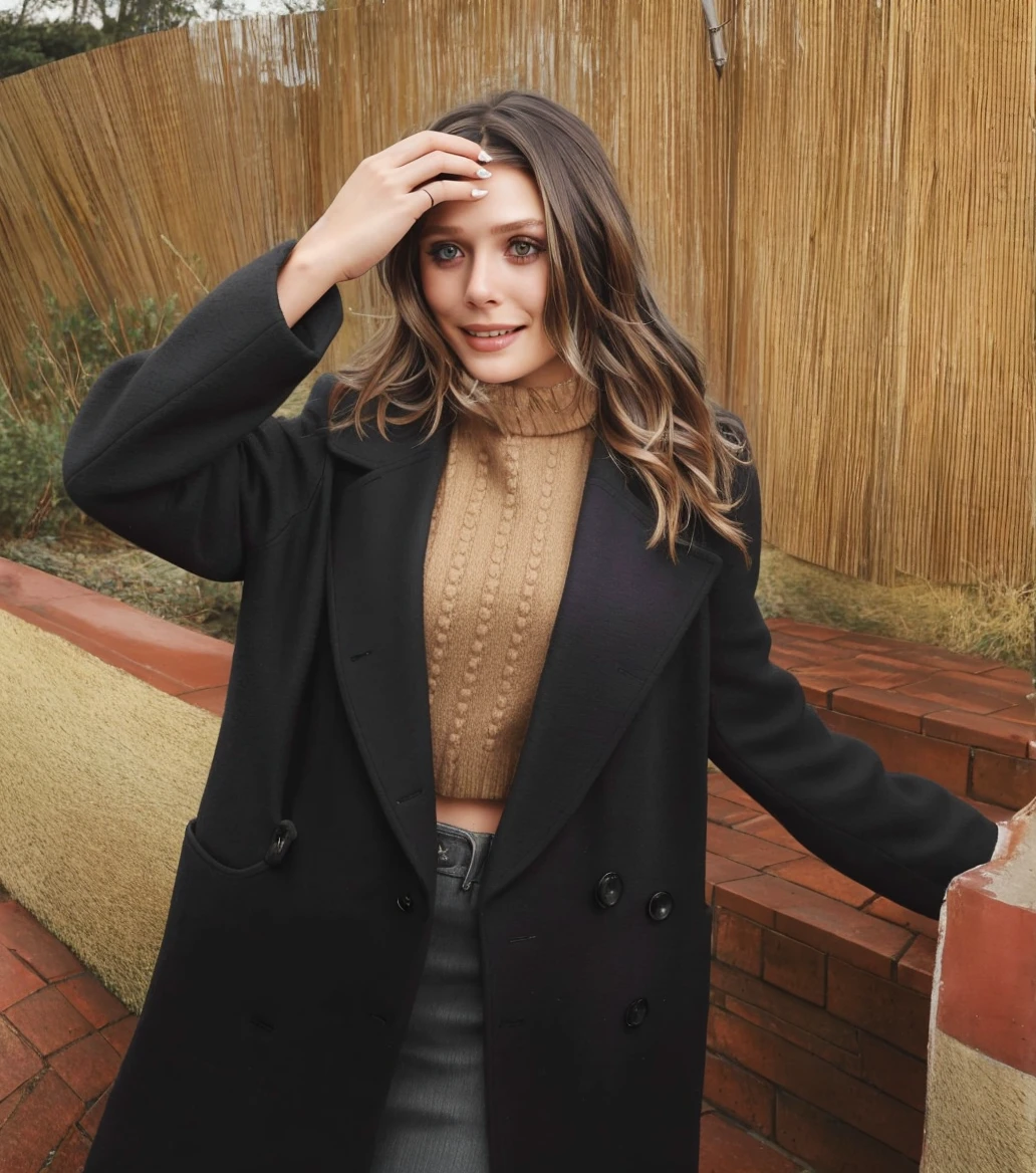 best quality, elizabeth_olsen, 1girl, solo, looking at viewer, smile