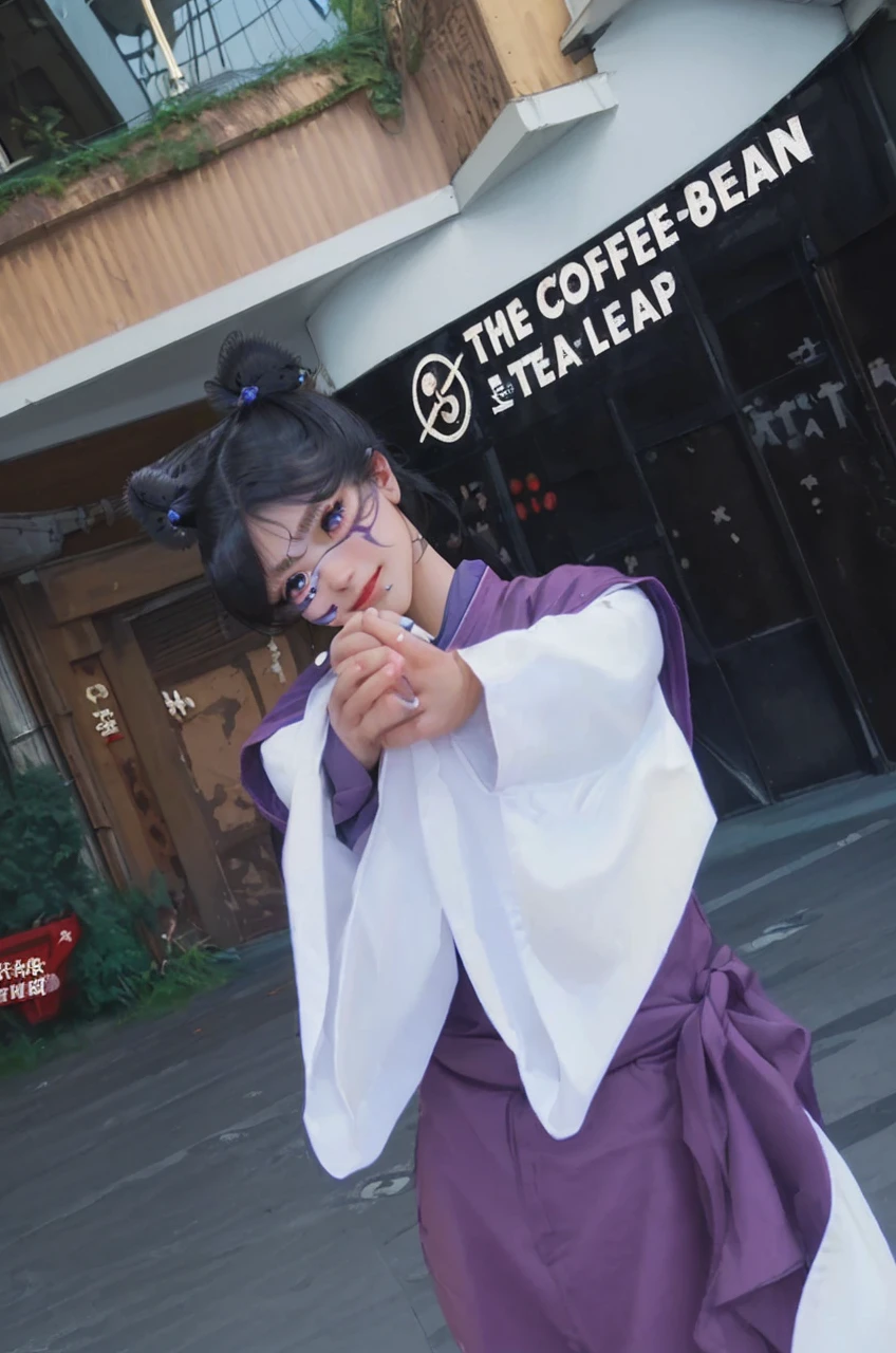 ( CHOSO_JUJUTSU NO KAISEN),((realistic, photorealistic)),(highlight hair)), Light reflection, (( HD )),((upper body)), (((best quality, masterpiece))), (masterpiece) (best quality) (detail) (8k) (HDR) (wallpaper) (cinematic lighting) (sharp focuasterpiece, best quality: 1.1), Real life adaption of this character, realistic outfit, realistic shadow, realistic light, realism, hyper realistic, realistic background,realistic hair,(photorealistic:1.2), (masterpiece: 1.2), (best quality: 1.3), (clear details: 1.3), ((((ultra-detailed)))), ((detailed eyes)), (extremely detailed face:1.4), (highly detailed eyelash:1.6), highly detailed eyes, sharp details, high contrast, (shiny skin), 1boy,Shibuya train station background, purple and blue gradations, glow effect, smoke, blood 
IncrsSecretPower, jjksnch, prpotf, solo, closed eyes, smile