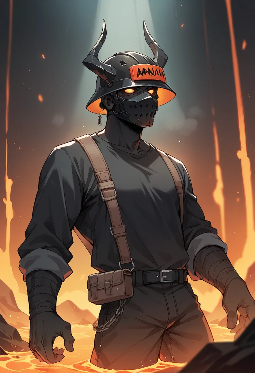 Male terrorist, black balaclava, black bandage helmet, black mask, black clothes