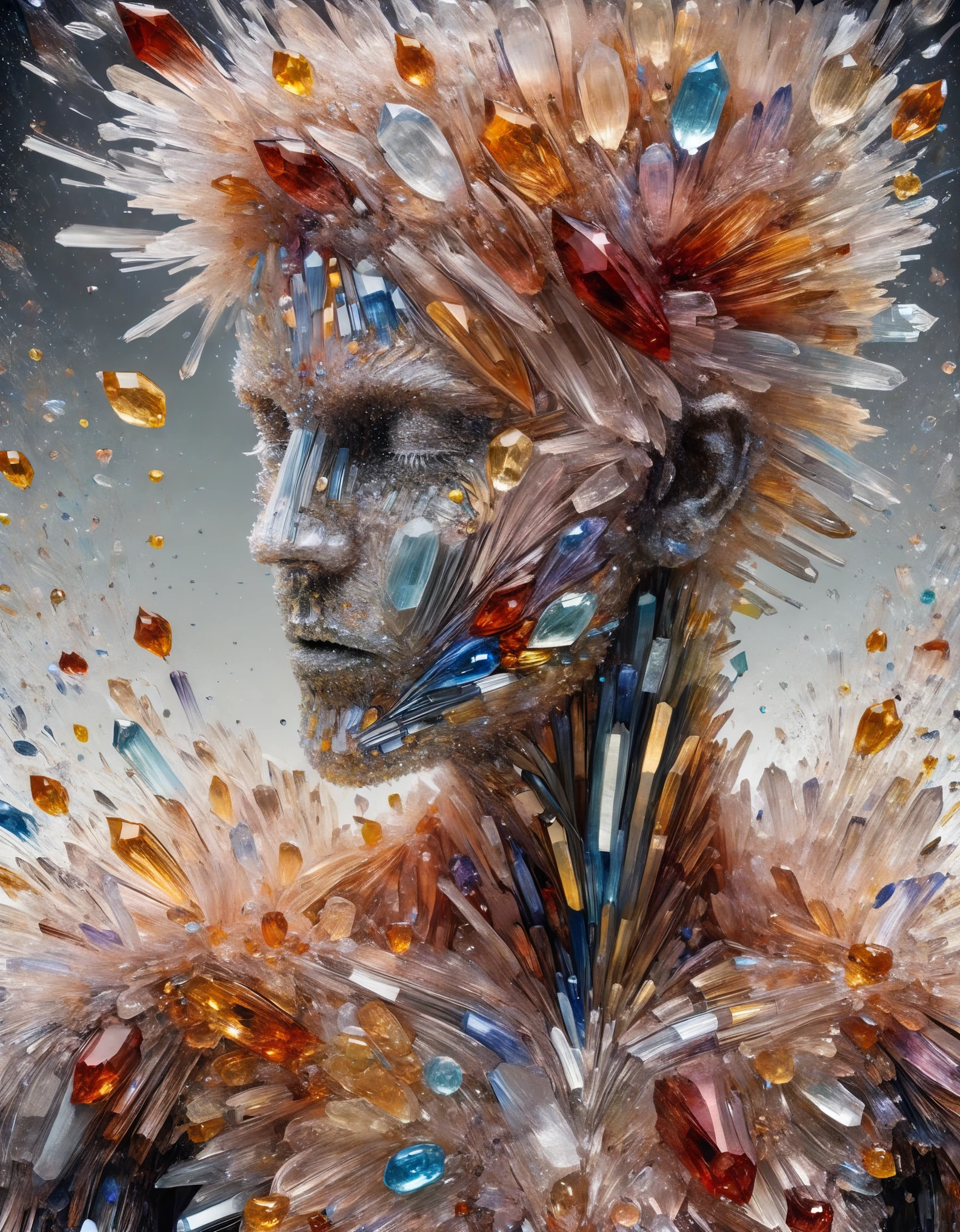 Entropy of falling glass,!Octane Rendering!,Watercolor on canvas,High Detail,Sharp Edges,Cool color palette,Pastel,John James Audubon (John James Audubon) Artworks,High Detail hd,4k crystal