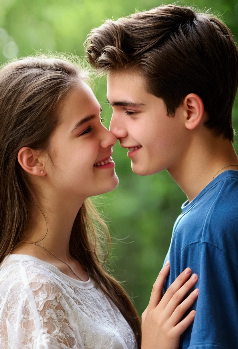 In love, boy and girl, 18 years old, happy, happy