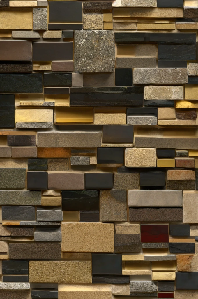 389^(3), a wall made of rectangoular blocks of stone,mixed texture,((polished stone)), realistic,(( dark basaltic stone)),((dark red venatures)),((dark yellow sfumatures)),(( realistic colour)), geometrical design,fractal,photographic,ultra high resolution,hyperdetailed, masterpiece, 3d modelling, digital art.