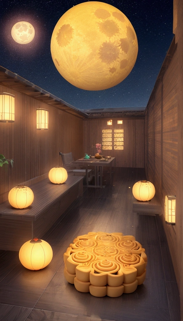 Mid-Autumn Festival moon cakes, digital art, 3d render