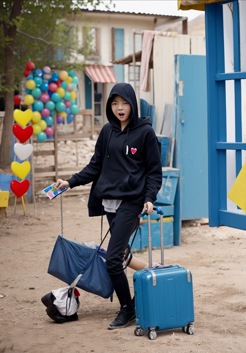 masterpiece,1girl,solo ,heart-shaped pupils,open mouth,hoodie,, stationary restraints,