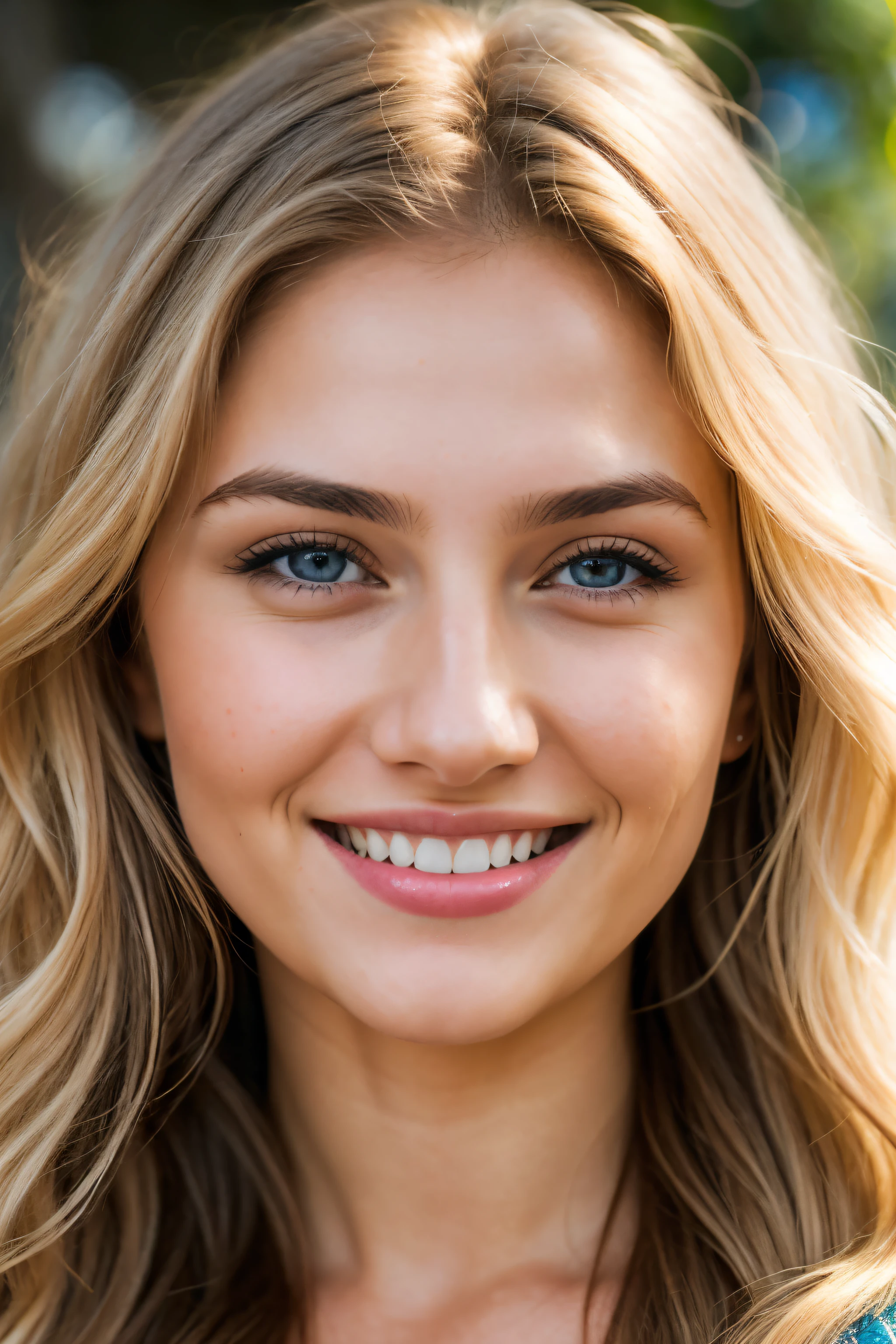 Beautiful woman. , big smile, long wavy blonde hair, blue eyes, sexy hyper detailed photography, portrait, Azerbaijani woman, UHD,
real skin texture, imperfect skin, shot with Canon EOS 5D Mark IV, high detail.