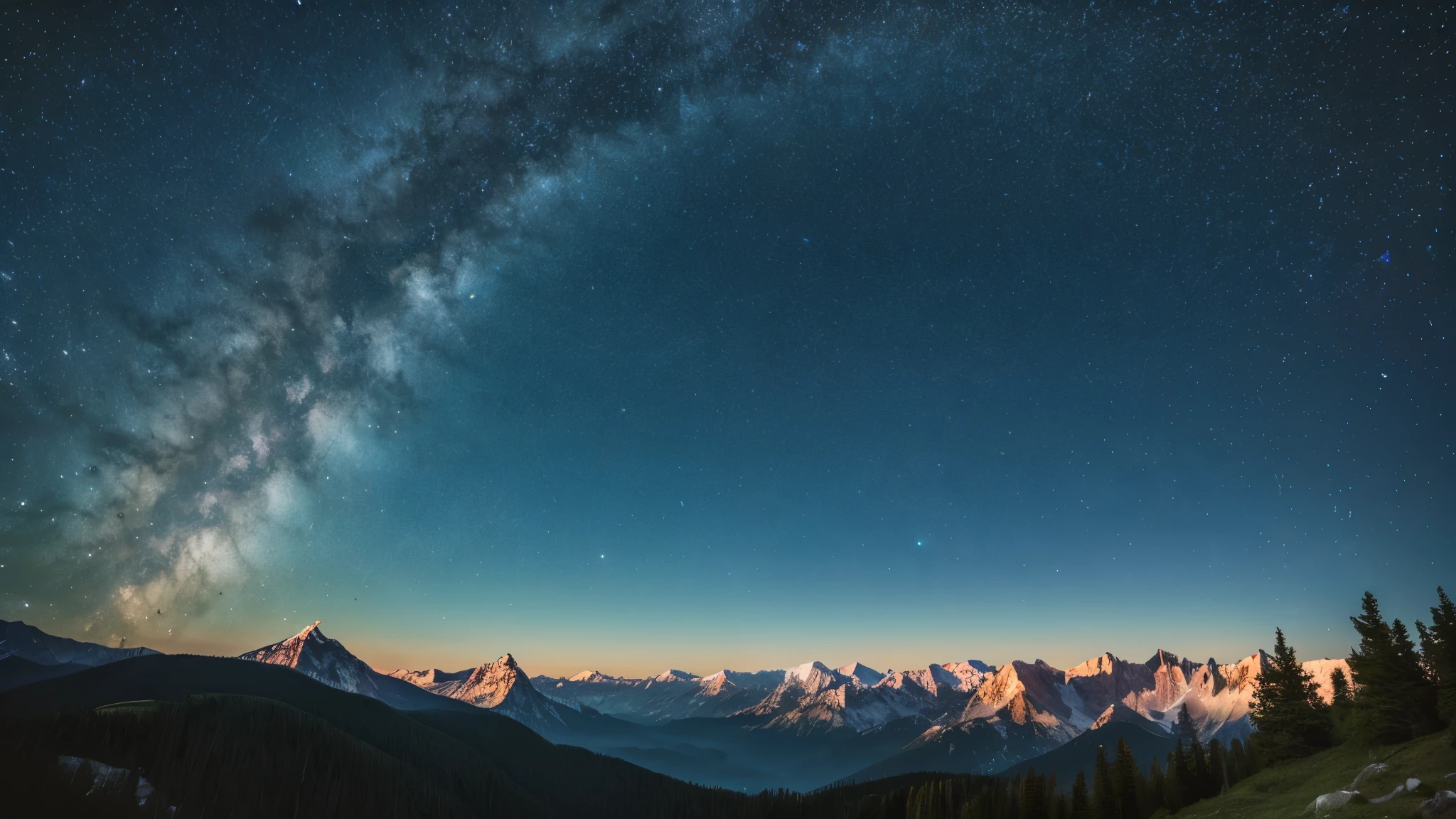 Starry Sky, mountain landscape