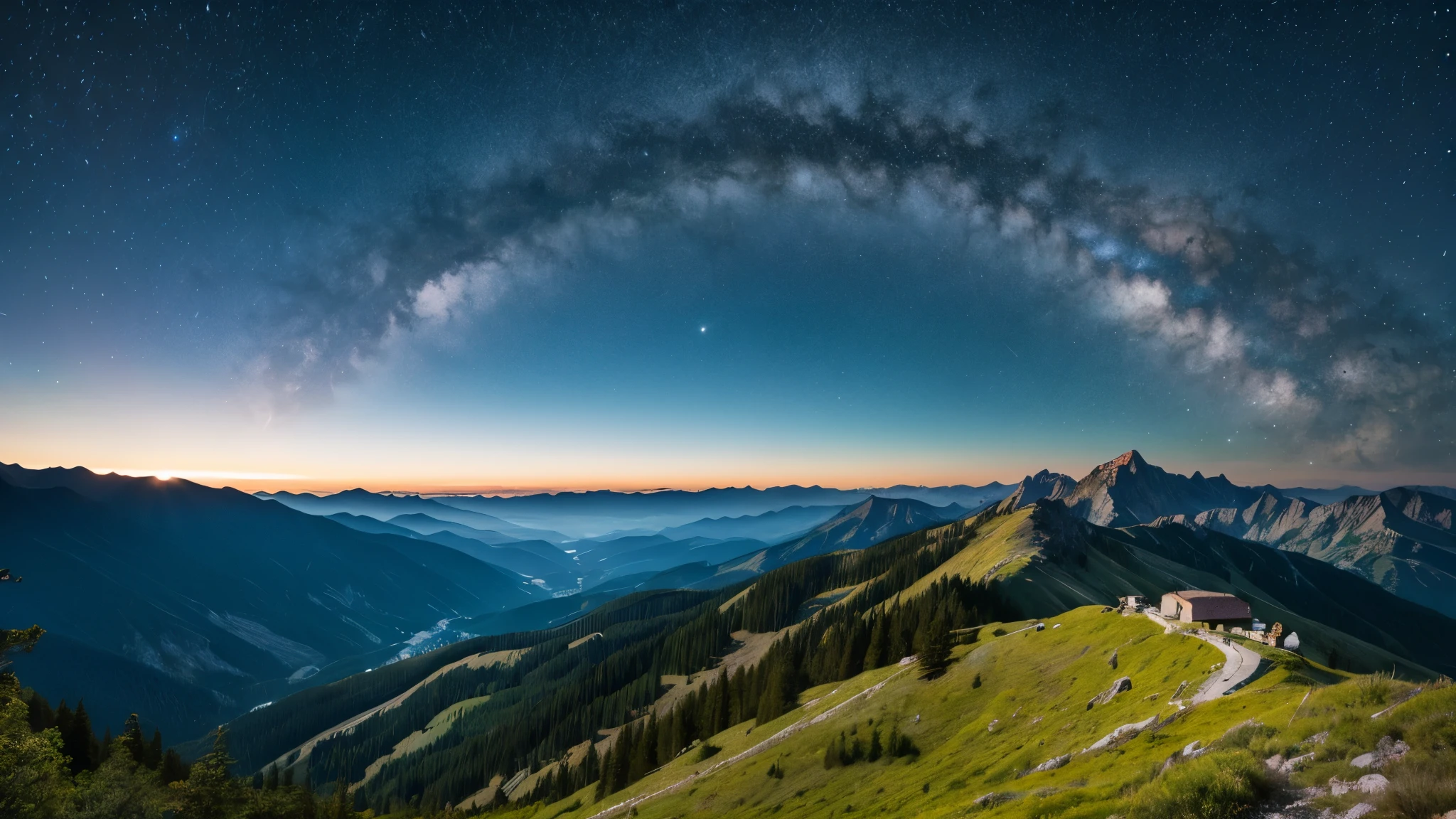 Starry Sky, mountain landscape