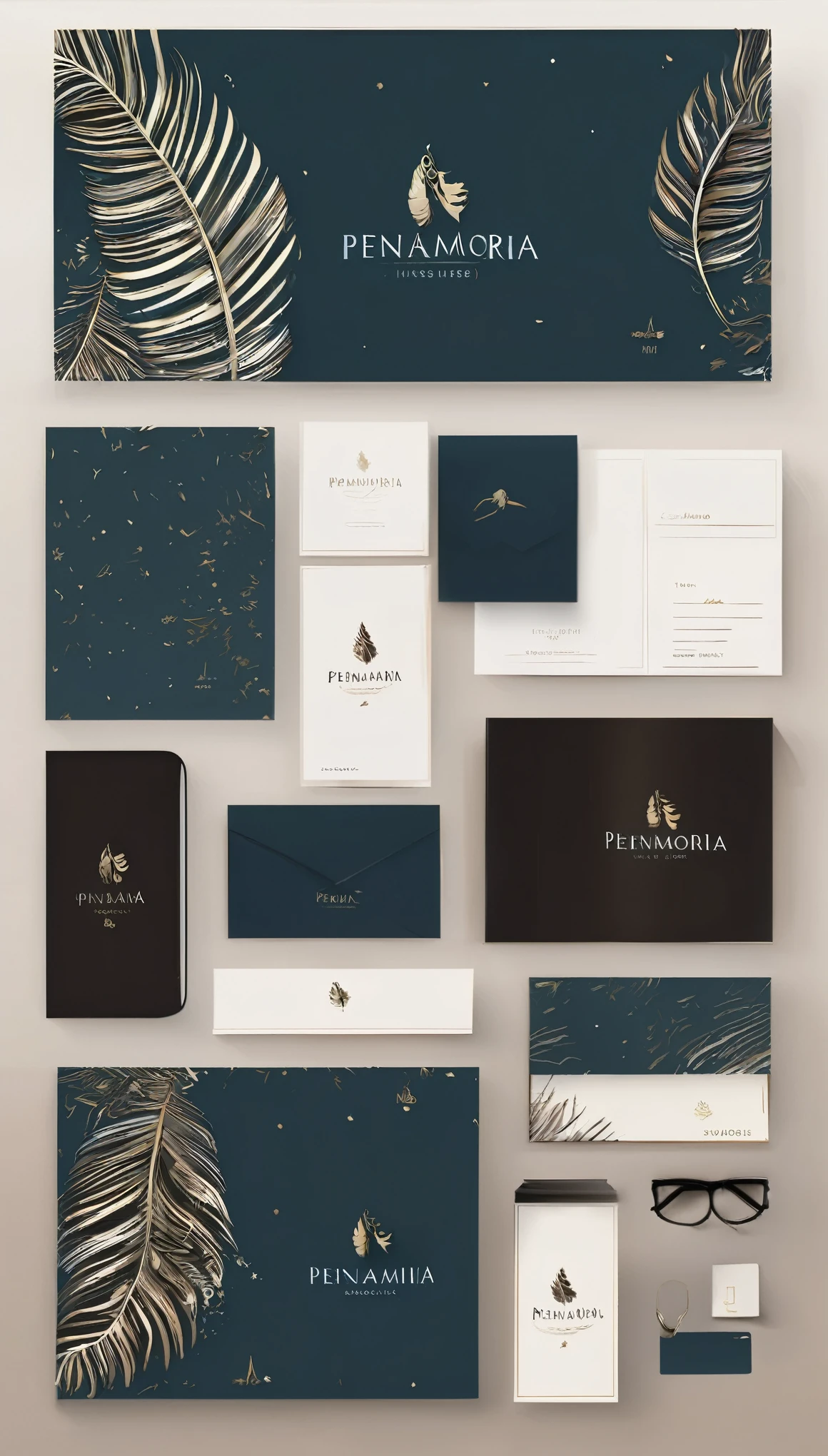 Create a minimal, modern, simple, inspirational, memorable, dream like logo design of a boy and a feather for the brand “Penamemoria".