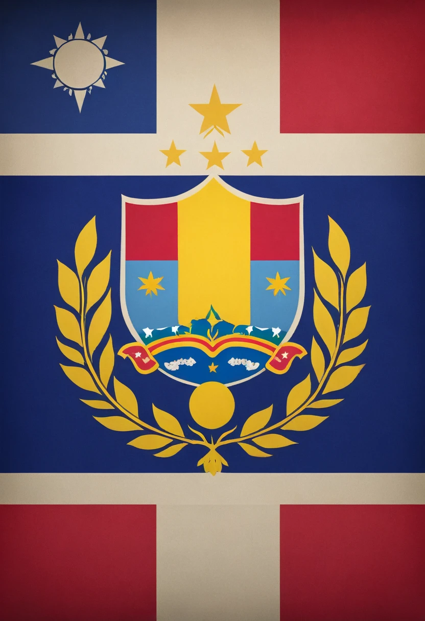 Design a national flag for a fictional country, incorporating the country's colors, symbols, and cultural identity.