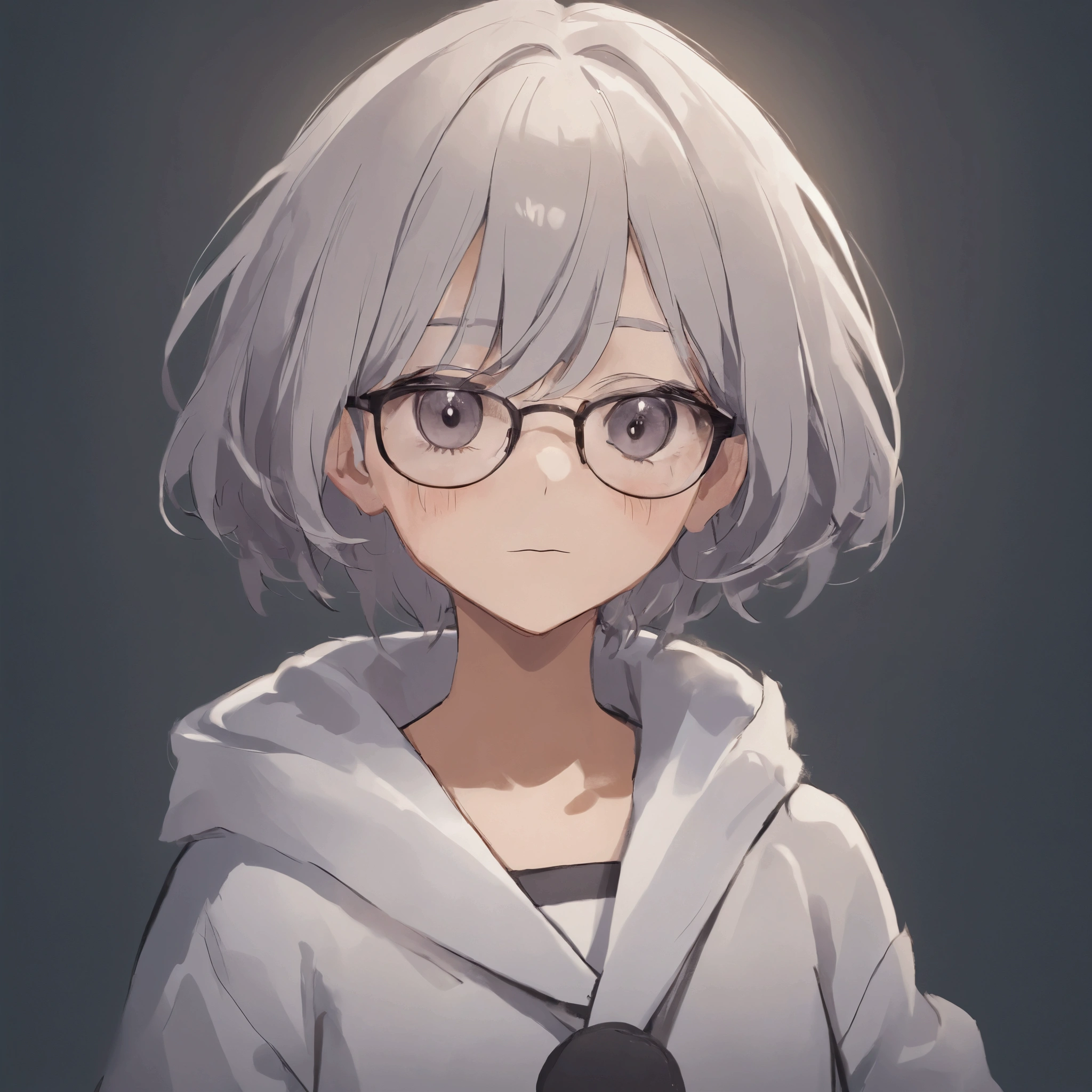 mothers,detailed short hair,Glasses in hand,Face full of wrinkles,with gray hair,cartoon style, (((from front view))),, highy detailed, White coat,2D style