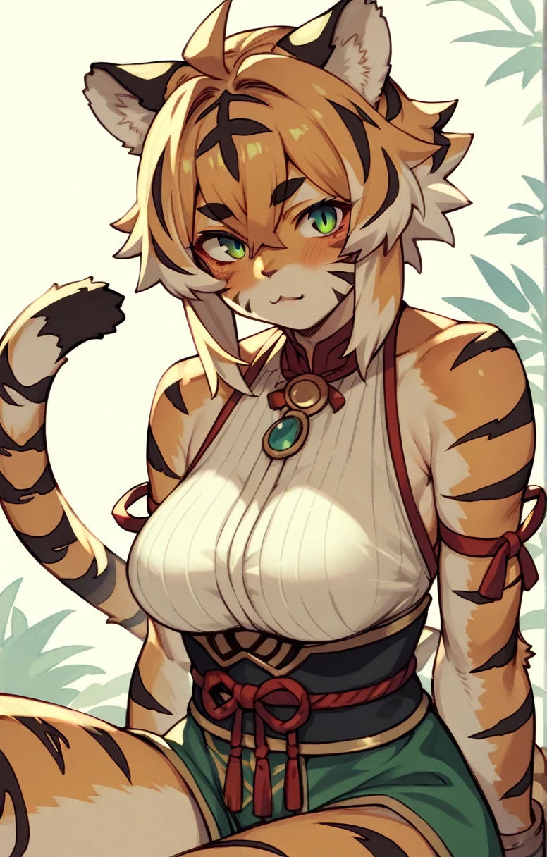((Tiger Girl、middle ages、Fantasy)),alone,kemono,Cat girl,Women's furry mini cute style,No background,humanoid cheetah,Fantasy,