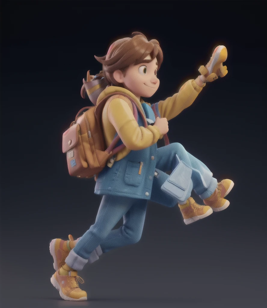 Close-up of a person carrying a backpack, 3D Characters, high detail iconic character, official art works, Colored zbrush rendering, 3D Model, posture, official render