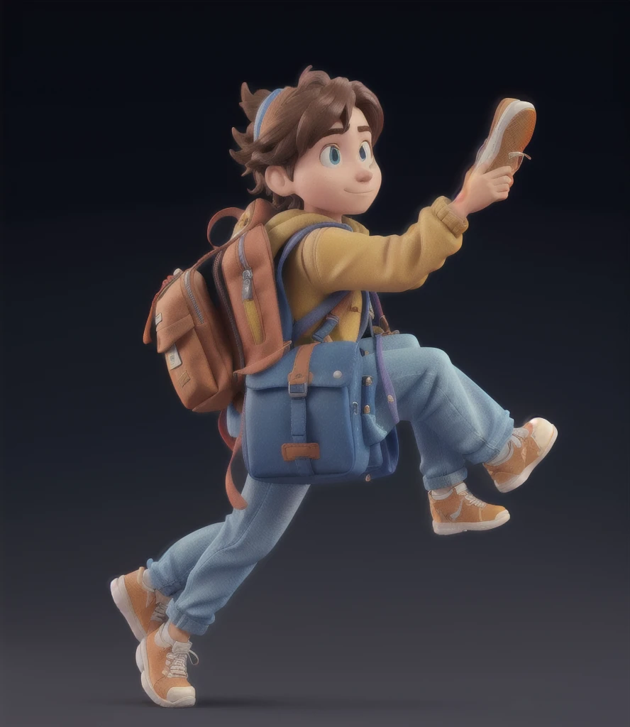 Close-up of a person carrying a backpack, 3D Characters, high detail iconic character, official art works, Colored zbrush rendering, 3D Model, posture, official render