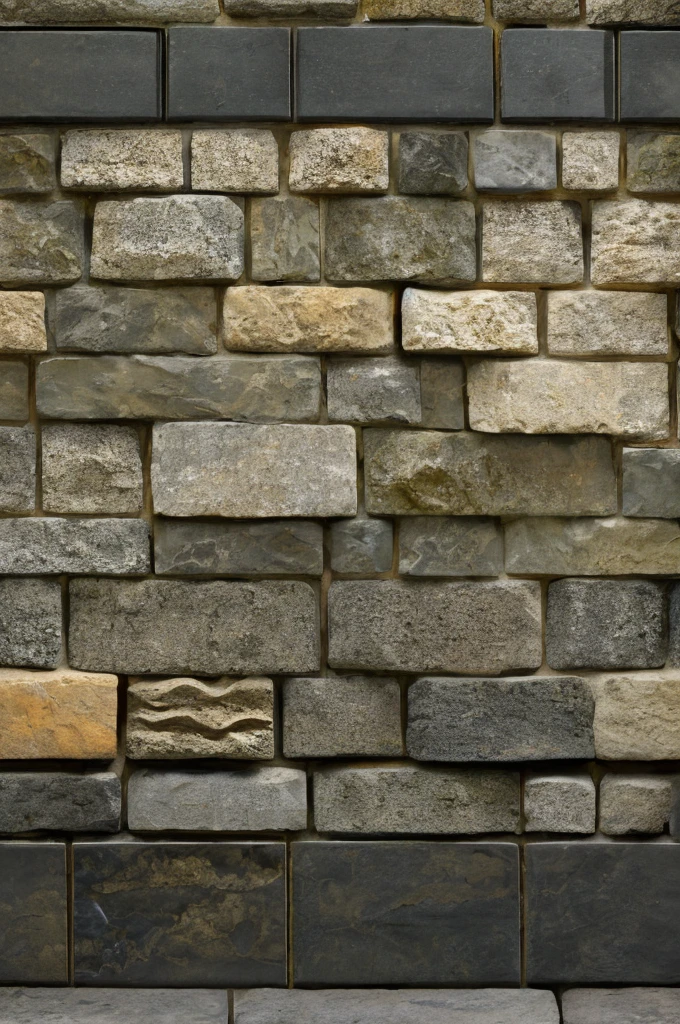 389^(3), a wall made of big rectangoular blocks of stone, the blocks are similar in dimensions, stone blocks fit togheter without cement,(( ancient wall)),((polished stone)), realistic,(( dark basaltic stone)),((dark red venatures)),((dark yellow sfumatures)),(( realistic colour)), geometrical design,photographic,ultra high resolution,hyperdetailed, masterpiece, 3d modelling, digital art.