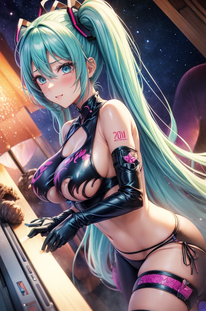 hatsune miku wearing tight galaxy print leggings with a cameltoe, rubbing herself, medium breasts, touching crotch, relaxed, beautiful, thin sports bra, fragile and delicate, extremely cute, rubbing crotch, rubbing female genitalia, very tight leggings, vaginal juice drip, rubbing clitoris, galaxy, thin fabric, transparent, covered crotch, cameltoe, juice from pussy, wet pussy nude and naked  lady anime cutie sexy and alluring sheer lace and silk translucent fish scale created by joe madureira bikini armor 