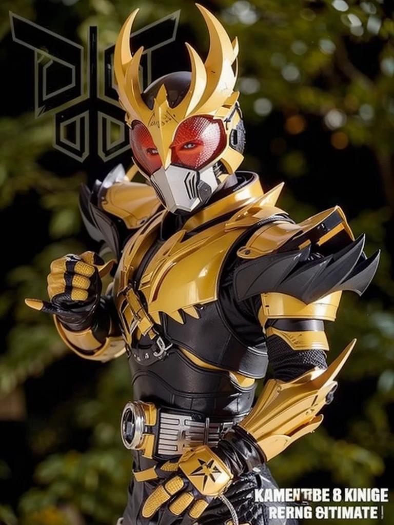 armor with yellow color, and red eyes, realistic