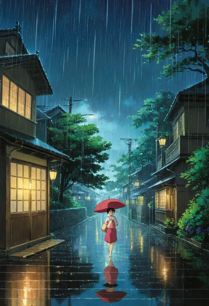 Ghibli summer night rain