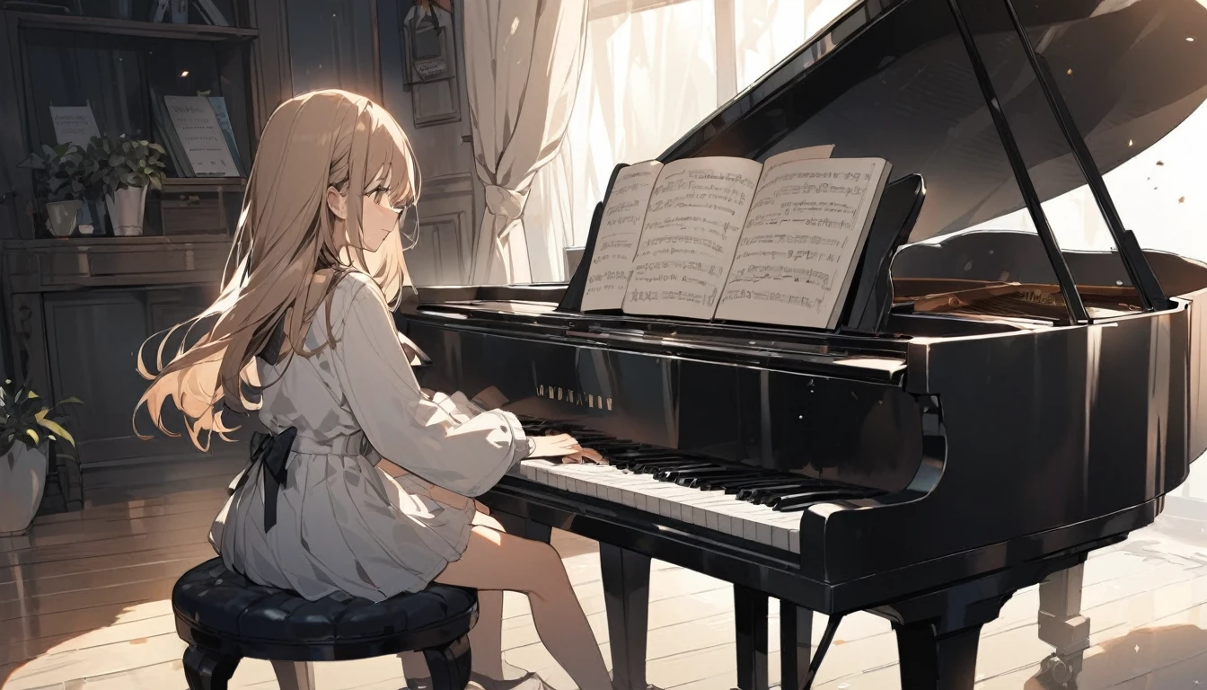 Girl is playing the piano