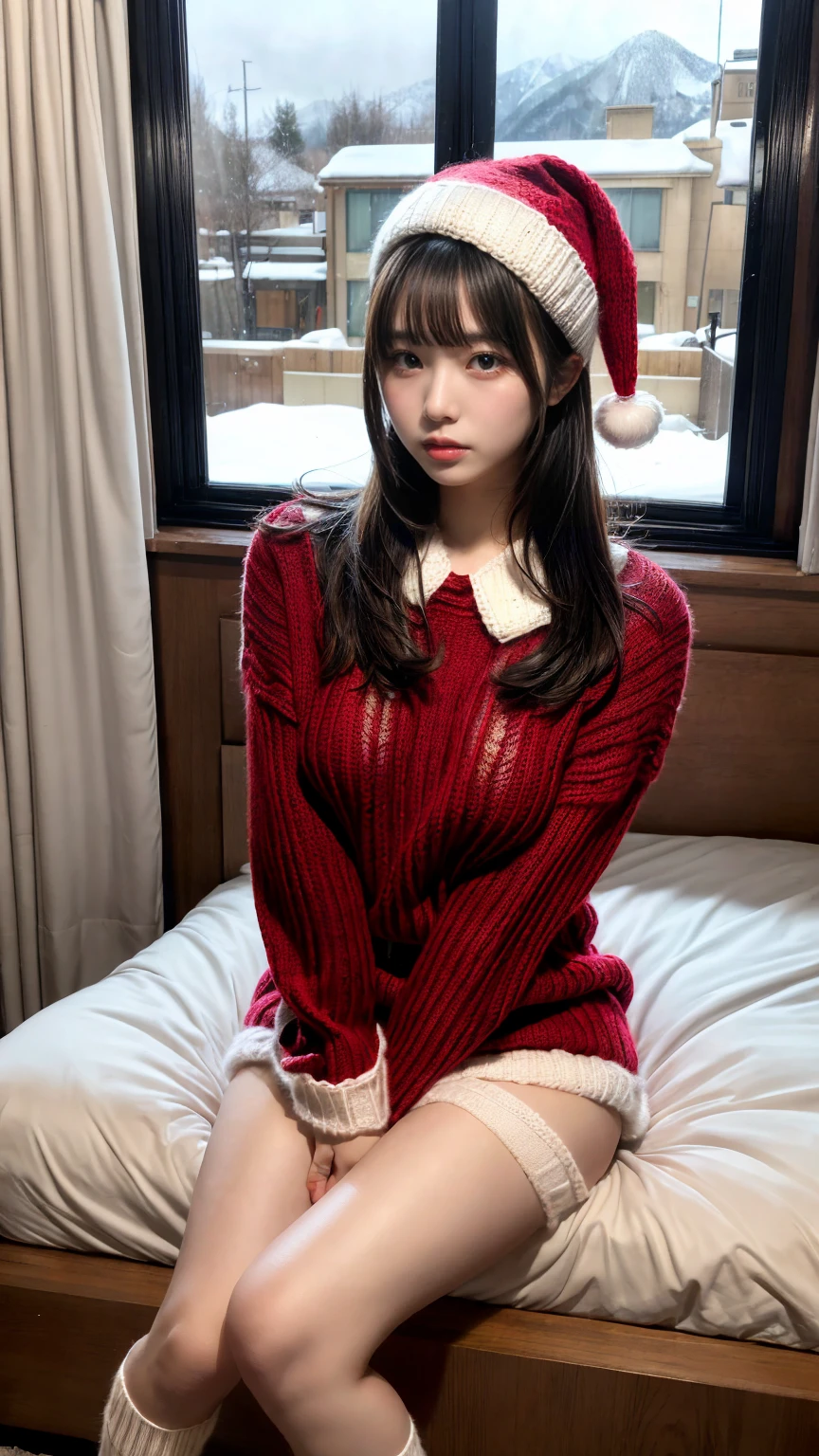 (((On the bed at the love hotel:1.35)))、(((sleep:1.35)))、(((Spread your legs wide:1.35)))、(((mini skirt:1.35)))、Super detailed,Very detailed,Highest quality,masterpiece,figure,Realistic,photoRealistic,
Futo Mao, One girl, alone,
Animal hats,Pom-pom \(Clothes\),赤い漢Clothes, winter Clothes,
Very long hair, Parted bangs,
View your viewers,
Outdoor, winter,snow,