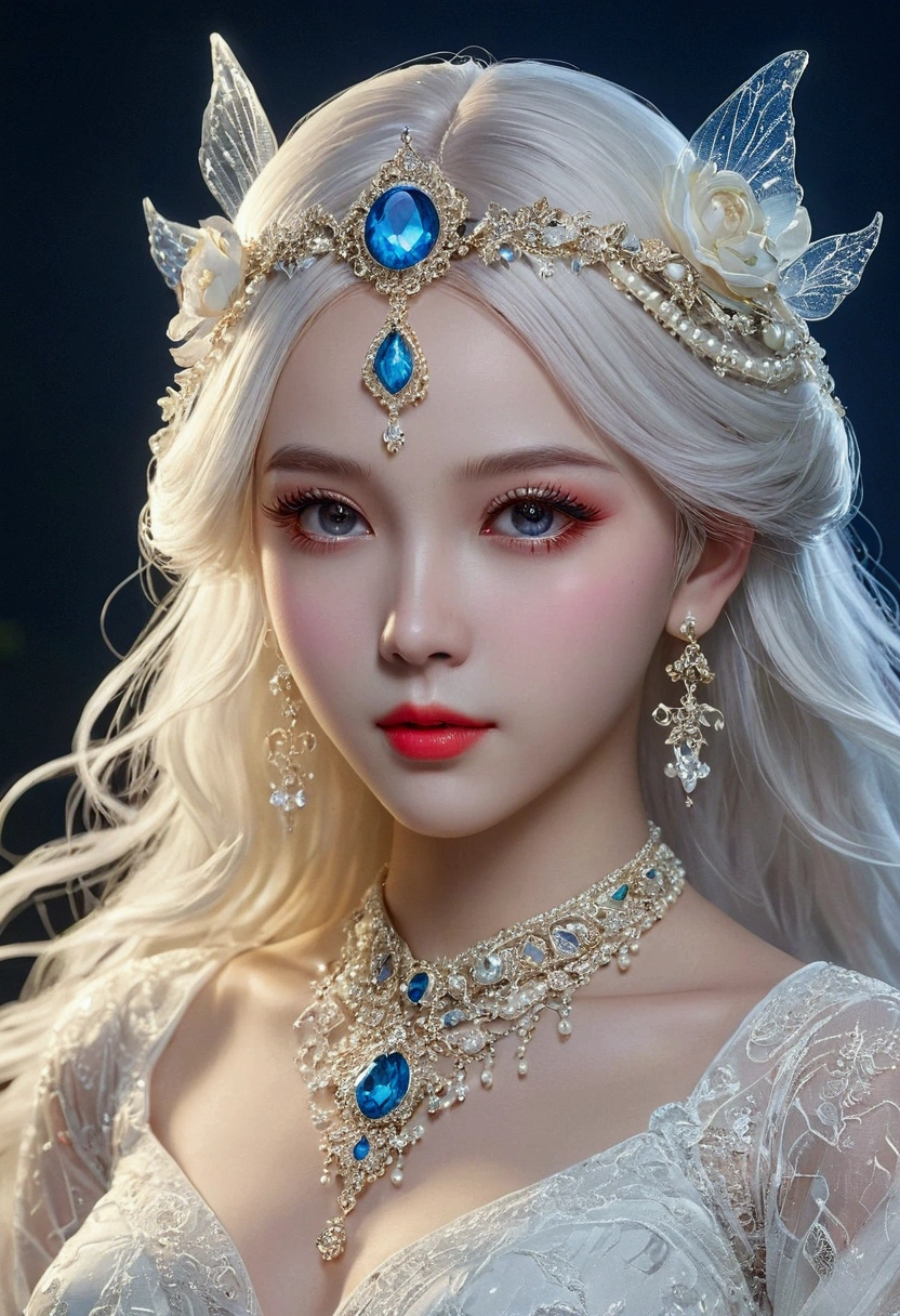 Detailed image quality，Witch Pandora，wing, Succubus Theme，堕落Angel，Excellent，scary，Secret Terror，Tentacles，With eyes，Uncanny Valley Effect，Beast Blood Moon，skeleton，vampire，Hellfire，Dark Queen，Angel，magician magic witch，16岁Angel，Eyes are blue(Pupils as deep as the starry sky)，Gorgeous tattoo designs all over the body，Surreal photos(8K picture quality，Rich in details)，Dark eyeshadow，Sexy thick lips(Red lipstick)，Tattoo designs on body，Dark Queen，Wear luxurious gold jewelry，Silver Crystal Armor