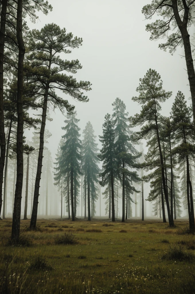 Desolate forest with meadow