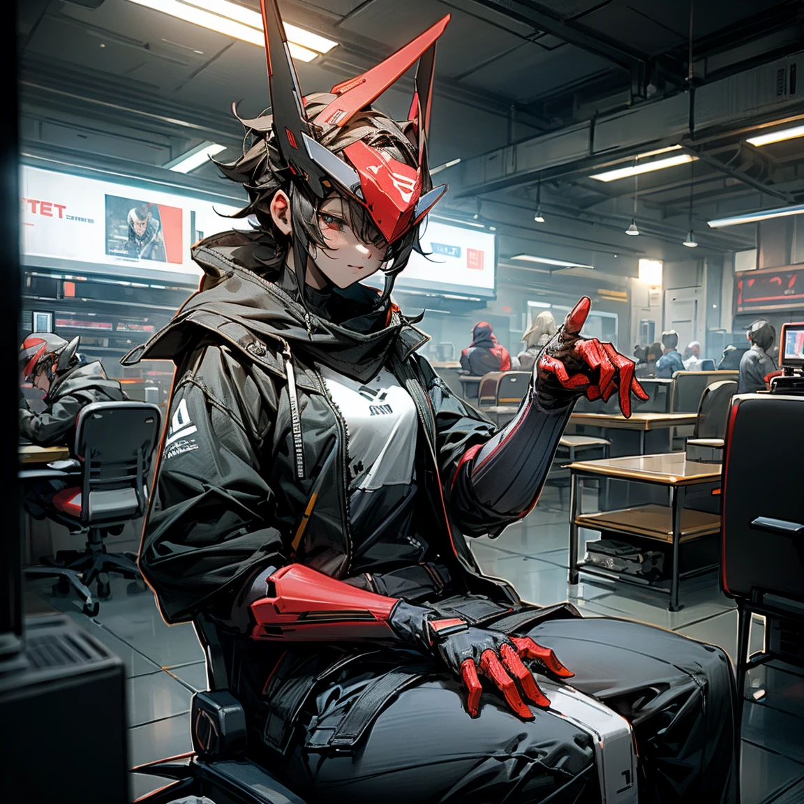 Sterioplays gaming mask sitting in gaming chairs , 4k ,hdr