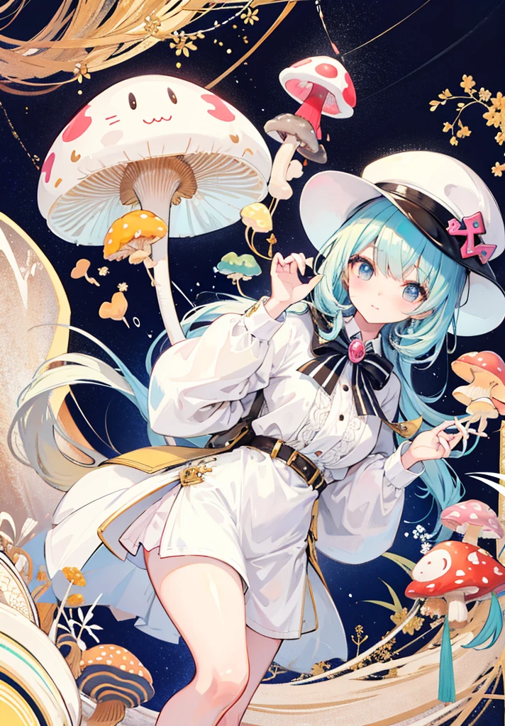 Charm mushroom,personification,Light soft color coat and hat,Sweet girl
