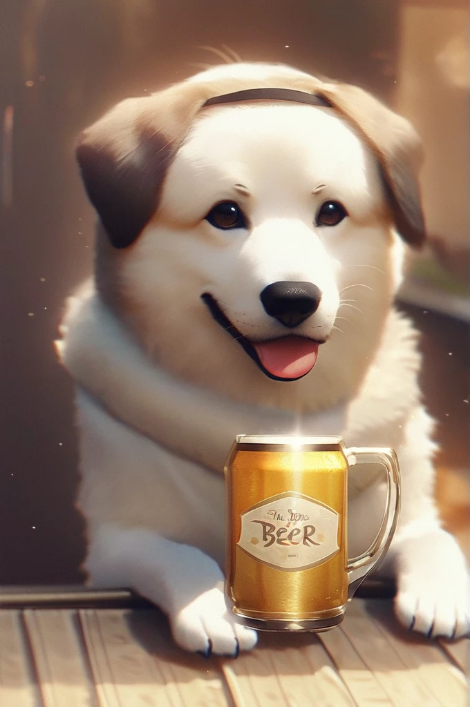 ((Лучшее качество)), ((шедевр)), (подробный), The dog drinks beer