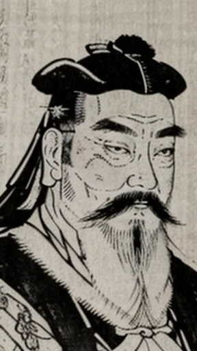 Monochrome、Ink painting、Oriental、Men in ancient Chinese costumes、(ancient chinese hairstyle male)、As seen in the Romance of the Three Kingdoms々military commander、Highest quality、masterpiece、Ultra-high resolution、(Realistic:1.4)、Game Poster、Crisp and beautiful image quality、beard、Embroidered cloth wrapped around a topknot、whole body ,(Skin of color, ),(beard):1.2), (Very detailed, bloom:1.5), (Highest quality, Concept Art, 4K), (analog:1.2), (high sharpness), (Detailed pupil:1.1), Detailed face and eyes, masterpiece, Highest quality, (Very detailed photos:1.1), 8k, (Dynamic Short Hair), (PurerosFace_v1:0.2), [:(Detailed face:1.2):0.2], sharp, Shadow, 