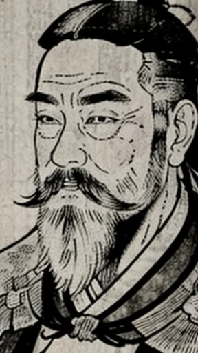 Monochrome、Ink painting、Oriental、Men in ancient Chinese costumes、(ancient chinese hairstyle male)、As seen in the Romance of the Three Kingdoms々military commander、Highest quality、masterpiece、Ultra-high resolution、(Realistic:1.4)、Game Poster、Crisp and beautiful image quality、beard、Embroidered cloth wrapped around a topknot、whole body ,(Skin of color, ),(beard):1.2), (Very detailed, bloom:1.5), (Highest quality, Concept Art, 4K), (analog:1.2), (high sharpness), (Detailed pupil:1.1), Detailed face and eyes, masterpiece, Highest quality, (Very detailed photos:1.1), 8k, (Dynamic Short Hair), (PurerosFace_v1:0.2), [:(Detailed face:1.2):0.2], sharp, Shadow, 