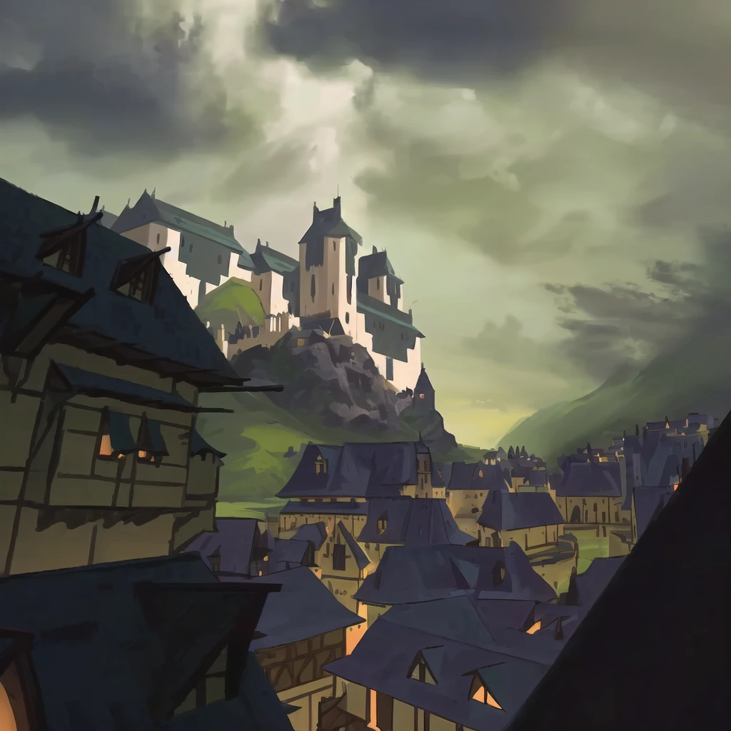 there is an image of a castle on a hill against the sky, medieval city background, medieval conceptual art, medieval city, medieval city landscape, painterly conceptual art, medieval city, dota! matte painting conceptual art, Medieval fantasy city, Pixar-style WhiteRun, painted as a game conceptual art, conceptual art!, fantasy cityscape