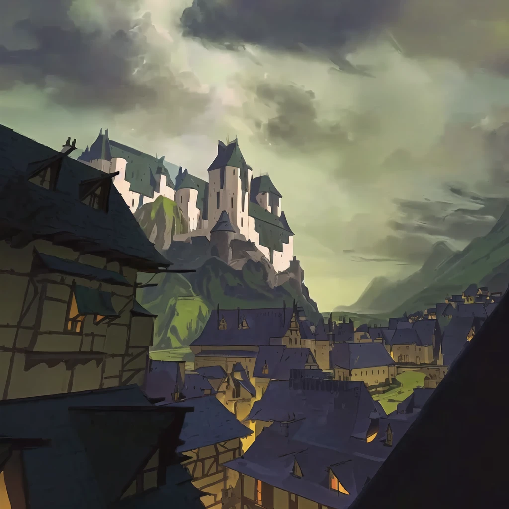 there is an image of a castle on a hill against the sky, medieval city background, medieval conceptual art, medieval city, medieval city landscape, painterly conceptual art, medieval city, dota! matte painting conceptual art, Medieval fantasy city, Pixar-style WhiteRun, painted as a game conceptual art, conceptual art!, fantasy cityscape